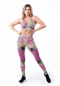 Conjunto fitness estampado neon frequency (top + legging)