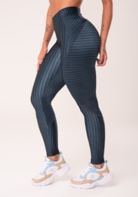 Calça legging happiness com recortes e bolso azul marinho