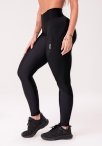 Calça legging happiness com recorte texturizado preta dlk