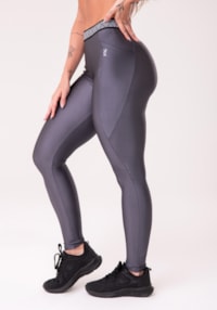 Calça legging happiness com elástico étnico e bolso grafite dlk