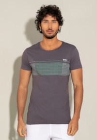 Camiseta manga curta for men slim grafite com silk degradê