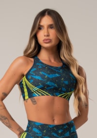 Top fitness feminino nadador new printed estampado abstrato dlk
