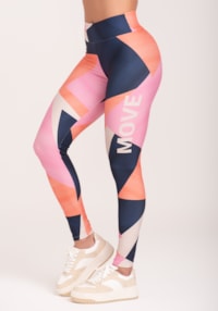 Legging fitness feminina estampada strip azul printed