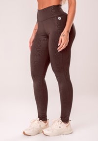 Legging fitness feminina marrom logomania reflections