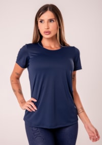 Blusa t-shirt feminina azul marinho reflections