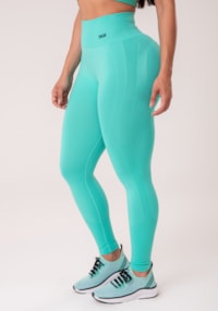 Legging fitness feminina verde água com detalhe texturizado e modela bumbum seamless+