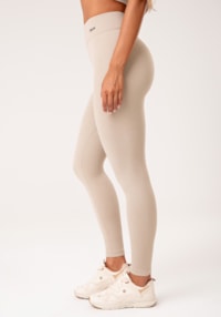 Legging fitness feminina areia canelada com cós alto seamless+