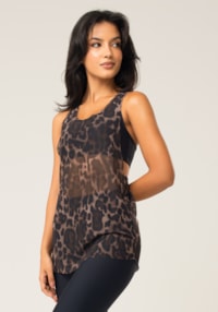 Camiseta feminina de tule estampada onça animal printed