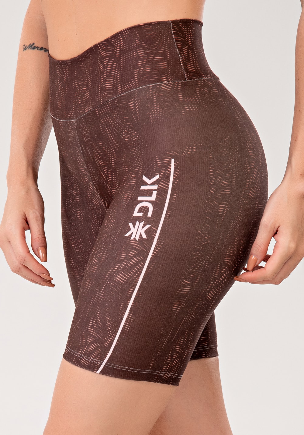 Bermuda fitness feminina estampada energy marrom printed mousse