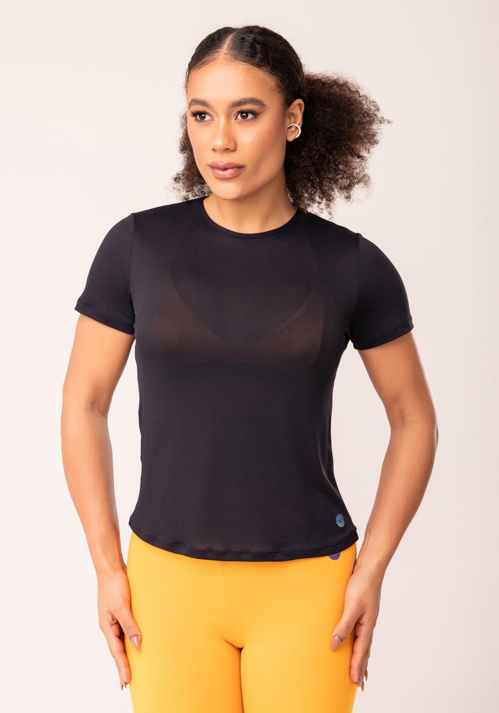 Blusa baby look feminina preto oasis