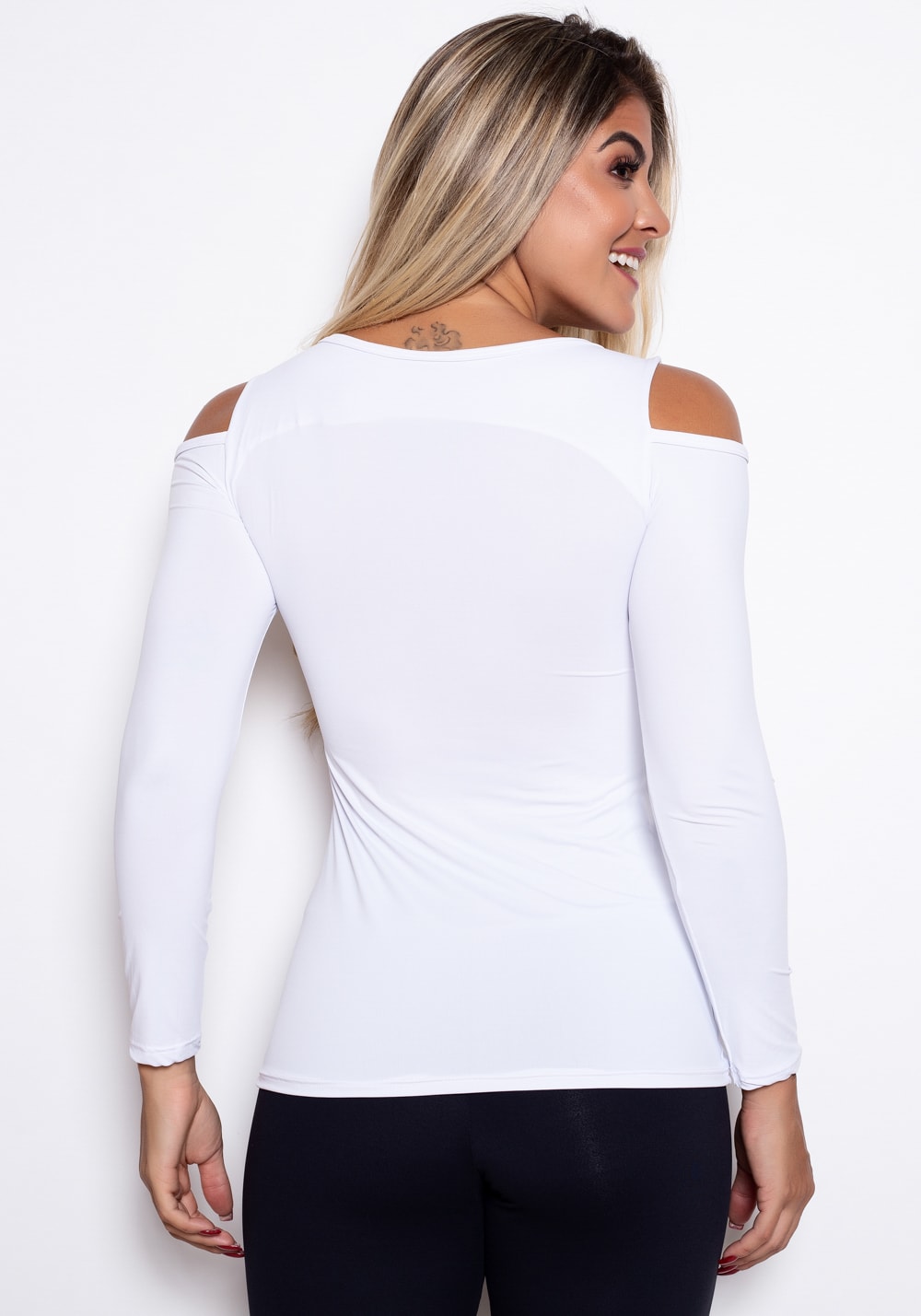 Blusa Manga Longa Branca Cut