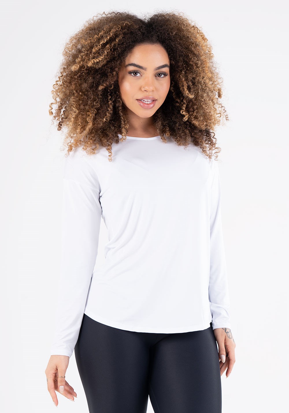 Blusa proteção uv branca equilibrium manga longa