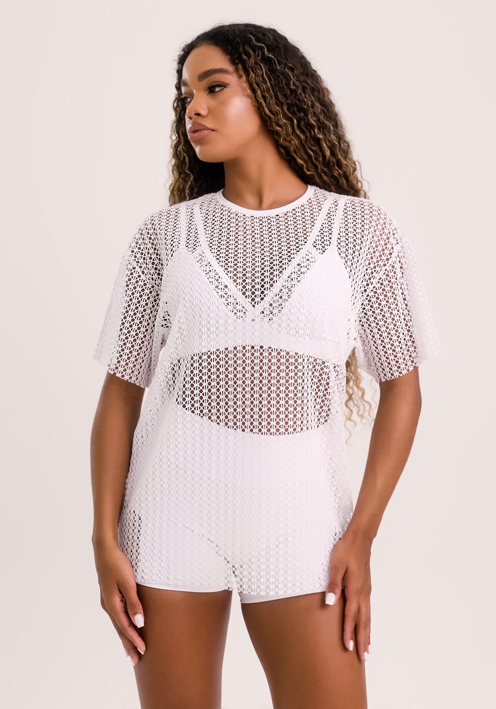 Blusa t-shirt feminina branco em tela new age