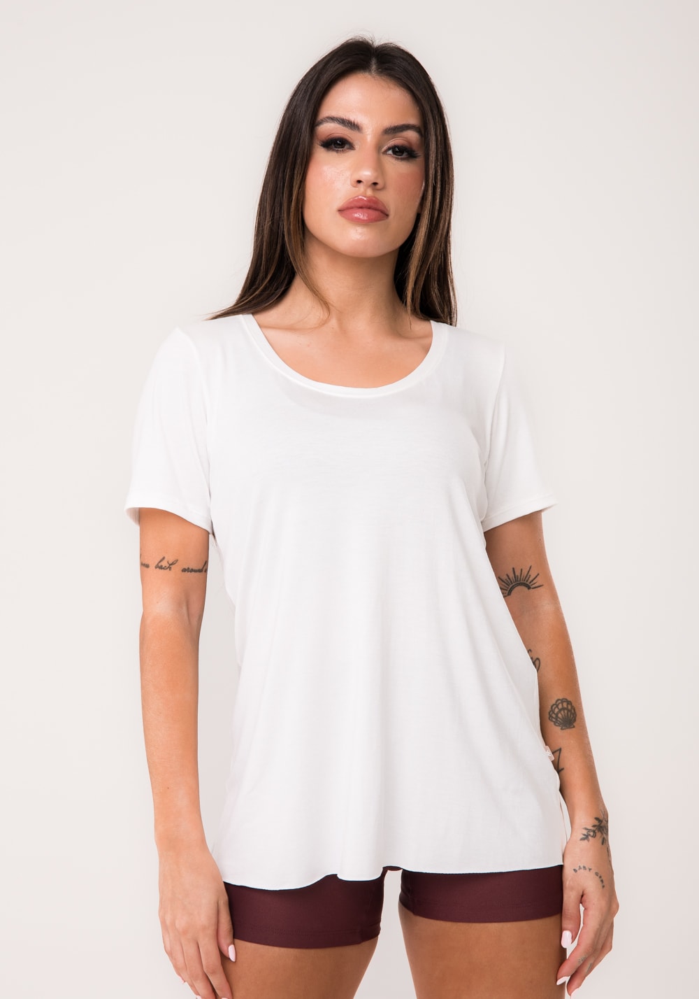 Blusa t-shirt fitness feminina off white aura