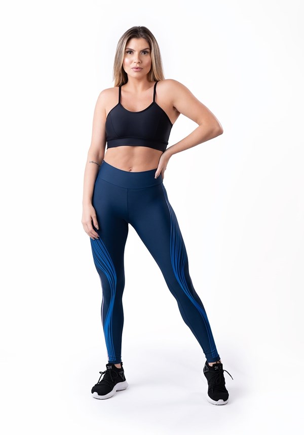 Calça legging treinamento mulher fitness 3D cós largo - Sortido
