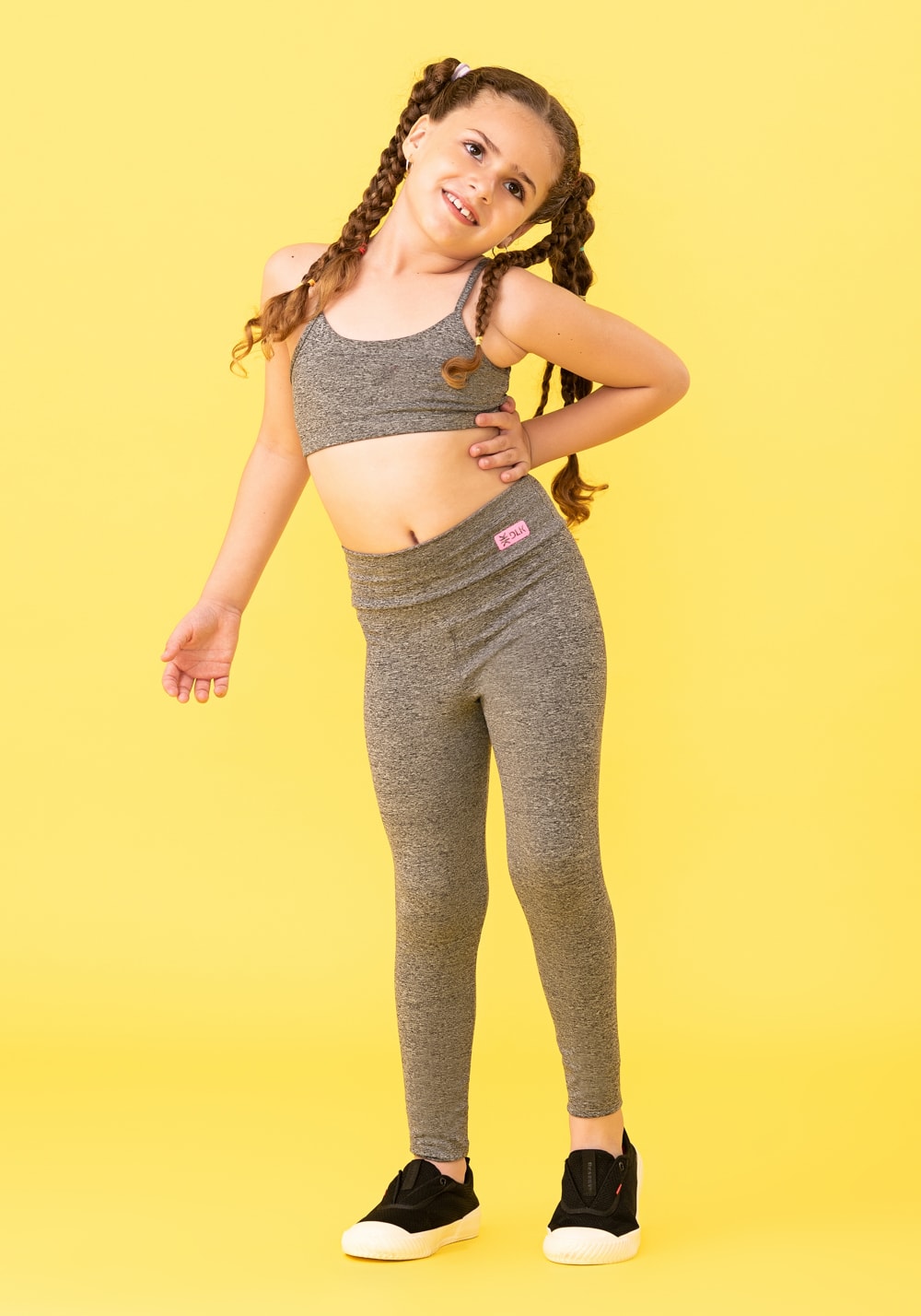 Calça legging básica infantil mescla