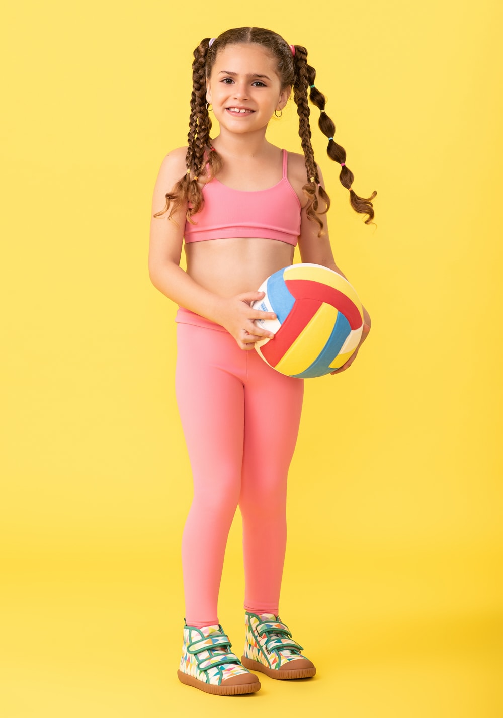 Calça legging básica infantil rosa chiclete