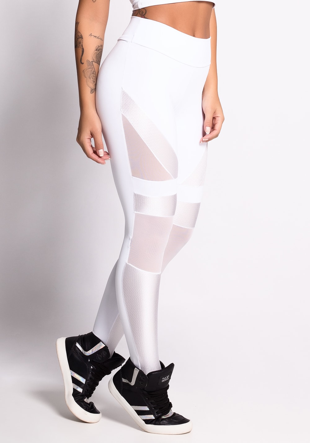 legging branca com tule