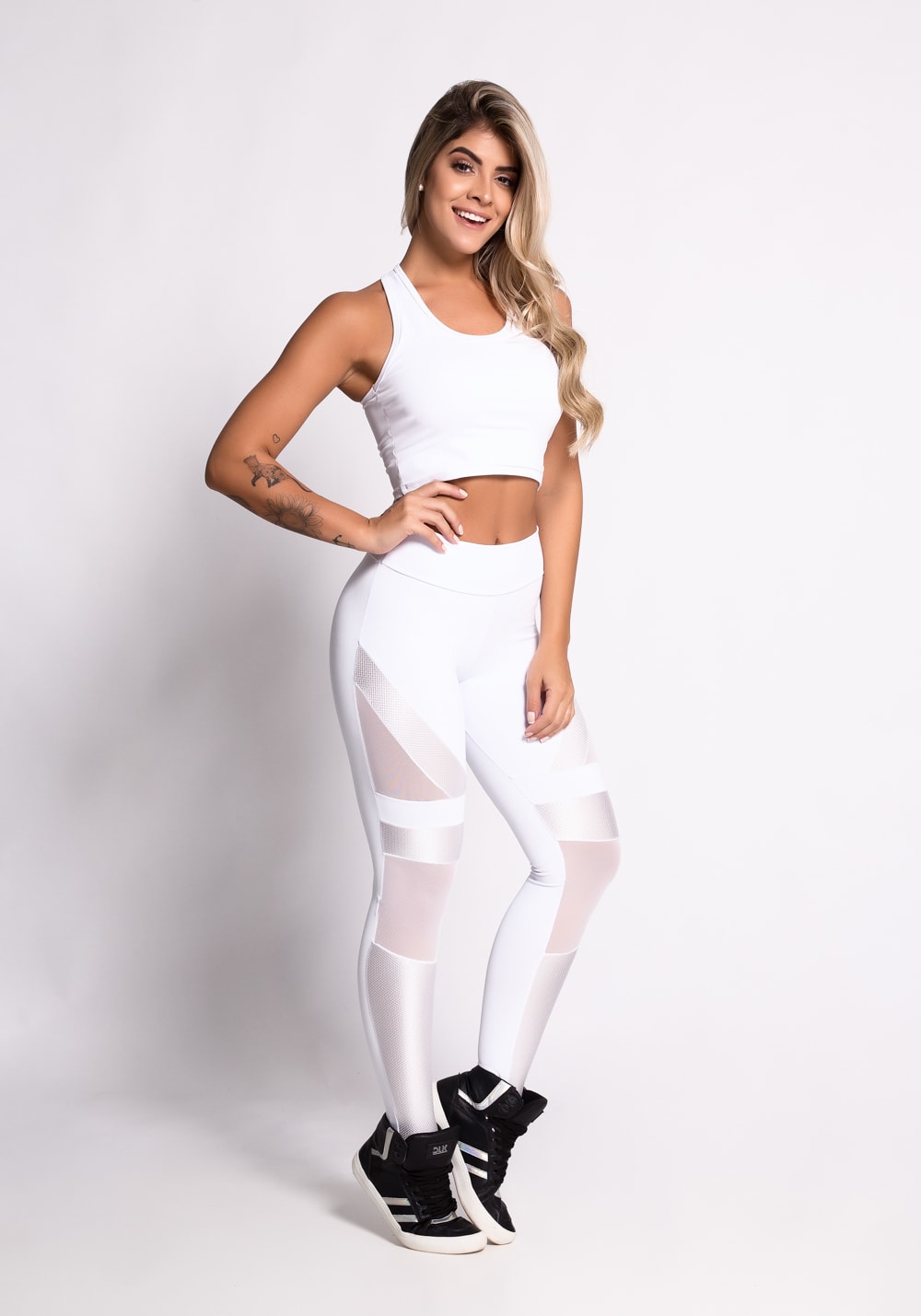 legging branca com tule