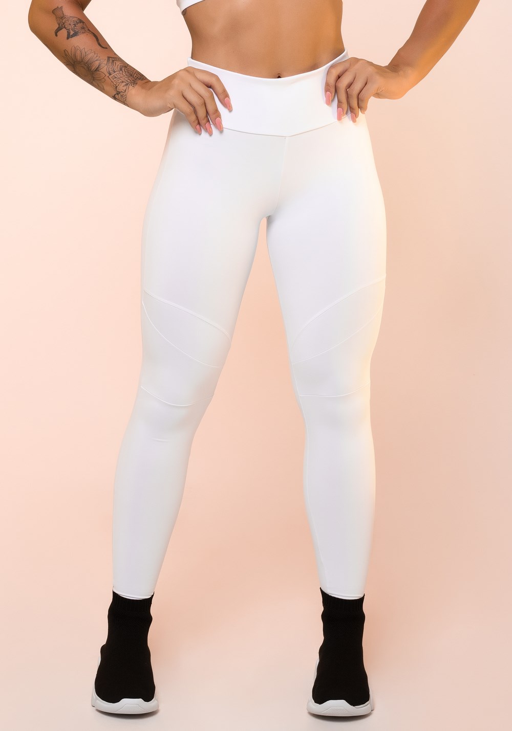 calça legging branca transparente