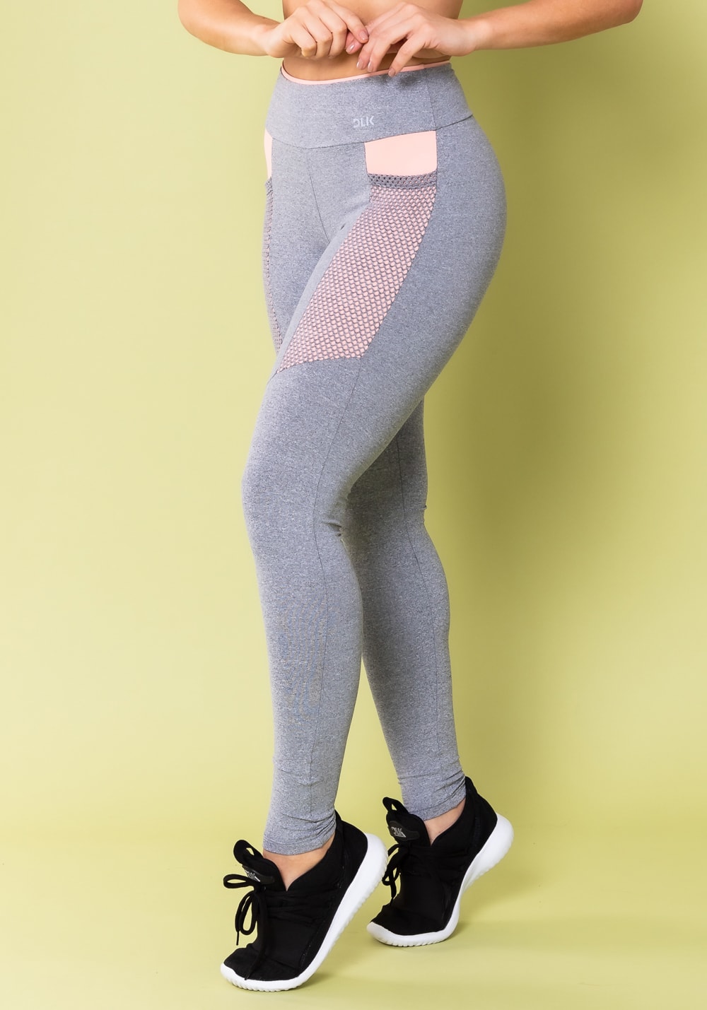 Calca Legging Energy Mescla Com Recorte Rosa Bebe E Tela Dlkmodas