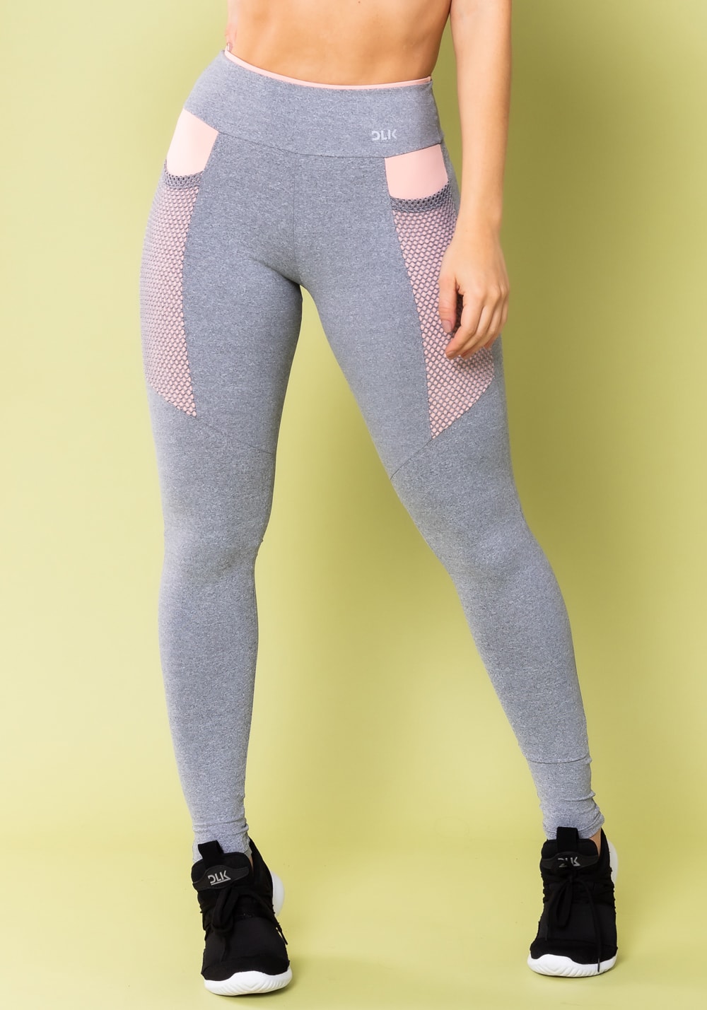 Calca Legging Energy Mescla Com Recorte Rosa Bebe E Tela Dlkmodas