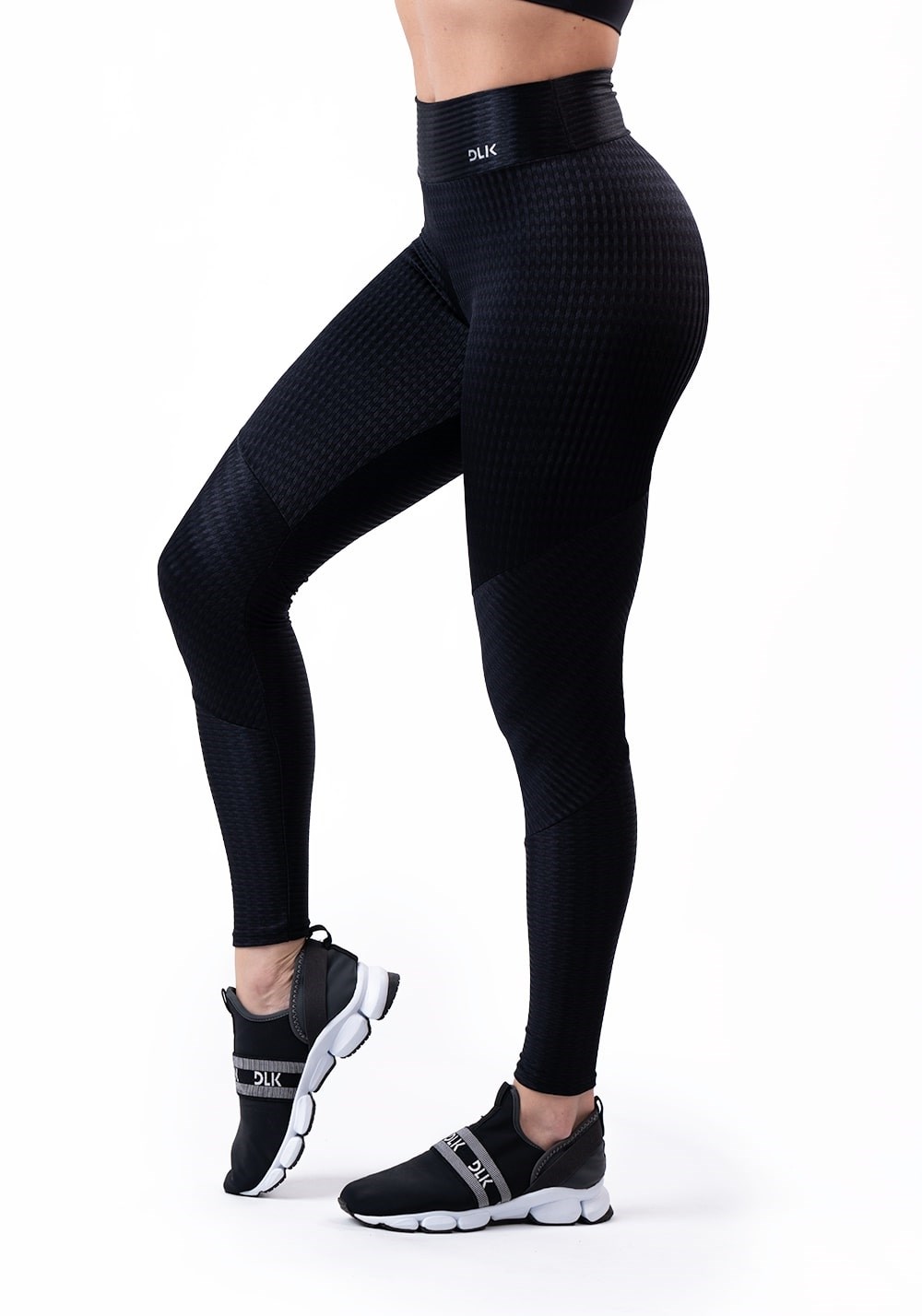 Calça legging energy texturizada com recortes preta