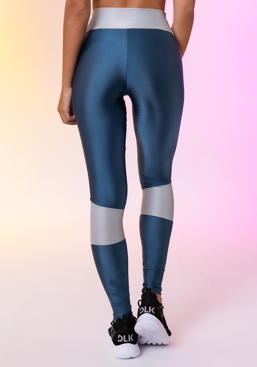 Calça legging happiness com recortes e bolso azul marinho