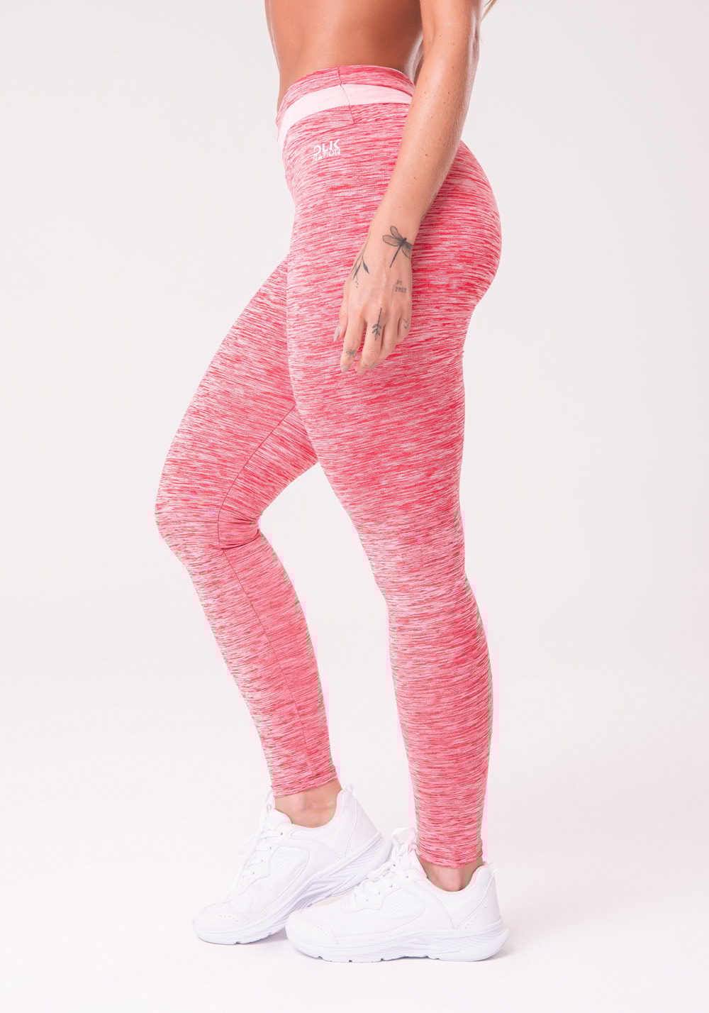 Calça legging nation com recorte no cós rosa dlk