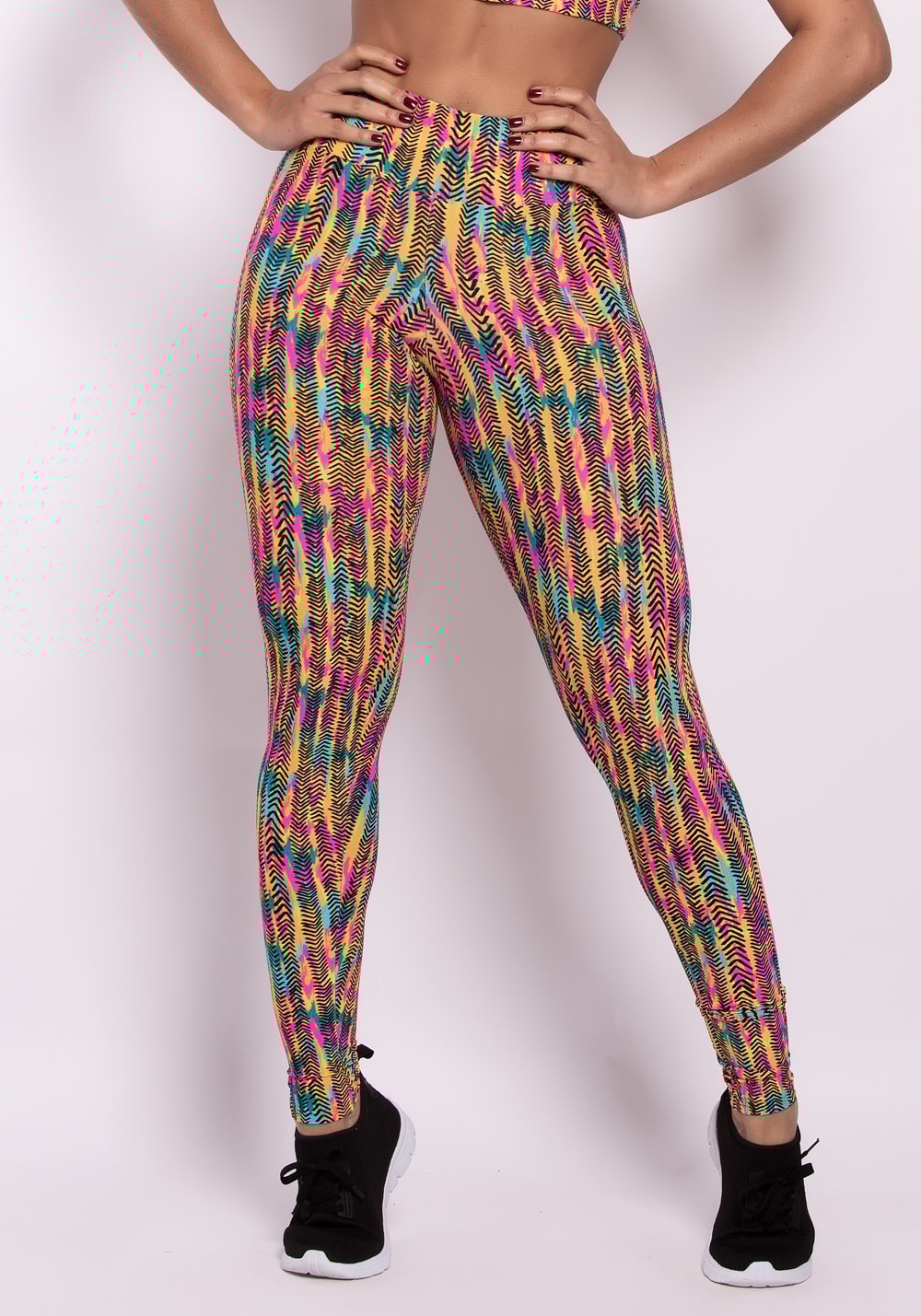 Calça legging poliamida estampada happy colors dlk