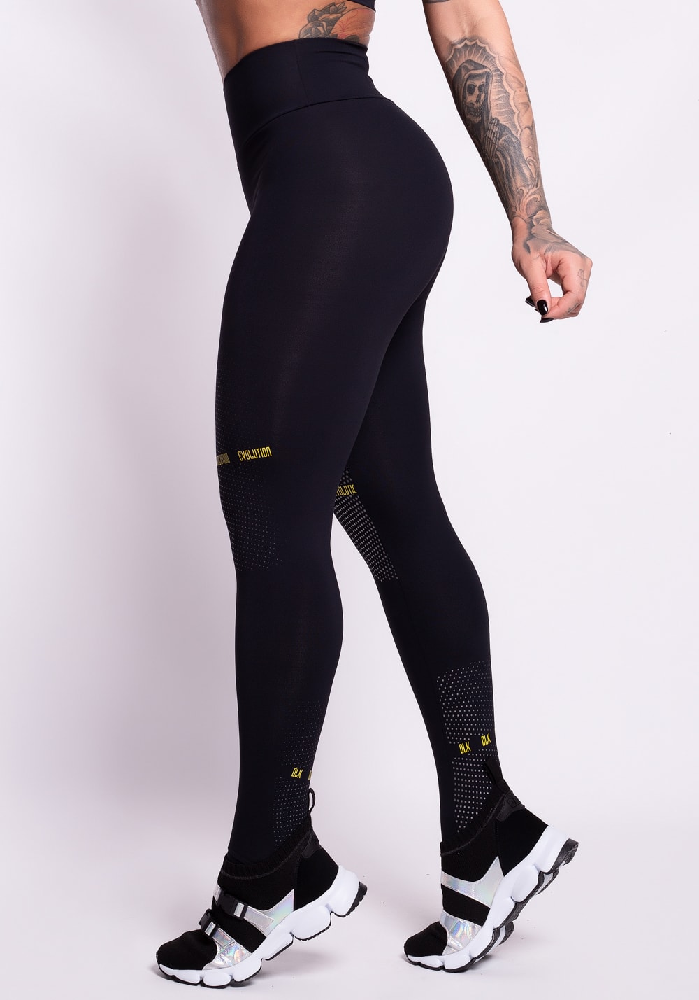 Calça Legging Poliamida Preta Com Silk Dlk Evolution