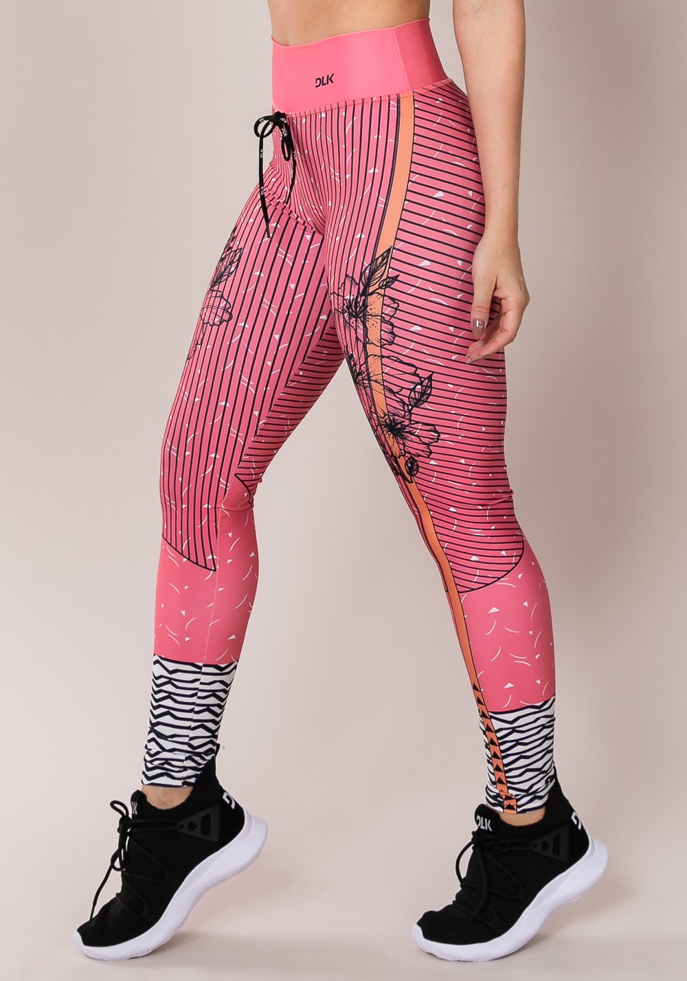 Calça legging printed com cadarço colorida
