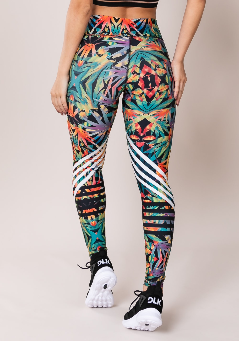 Calça legging printed folhagem colorida - DlkModas