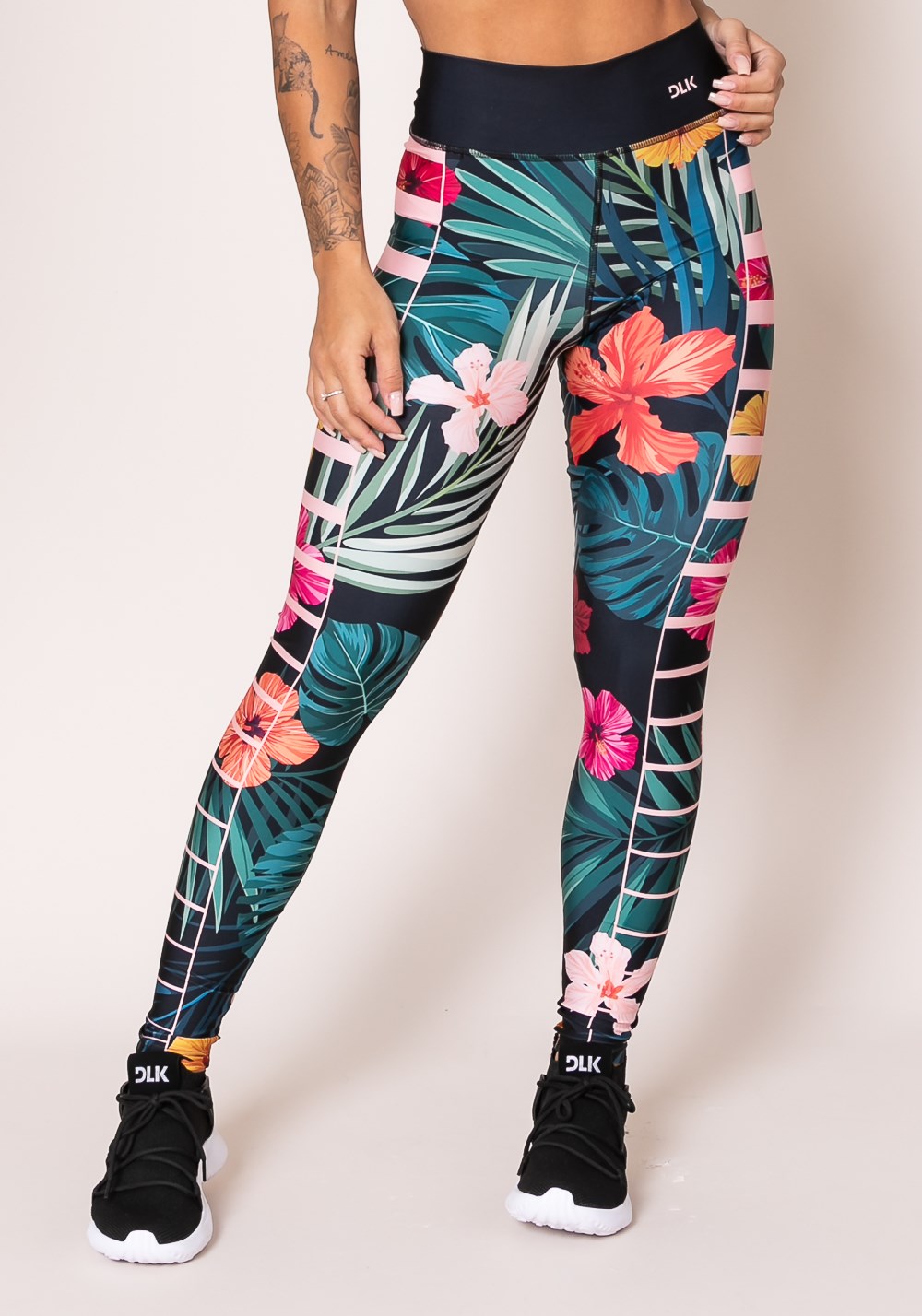 Calça legging printed hibiscos