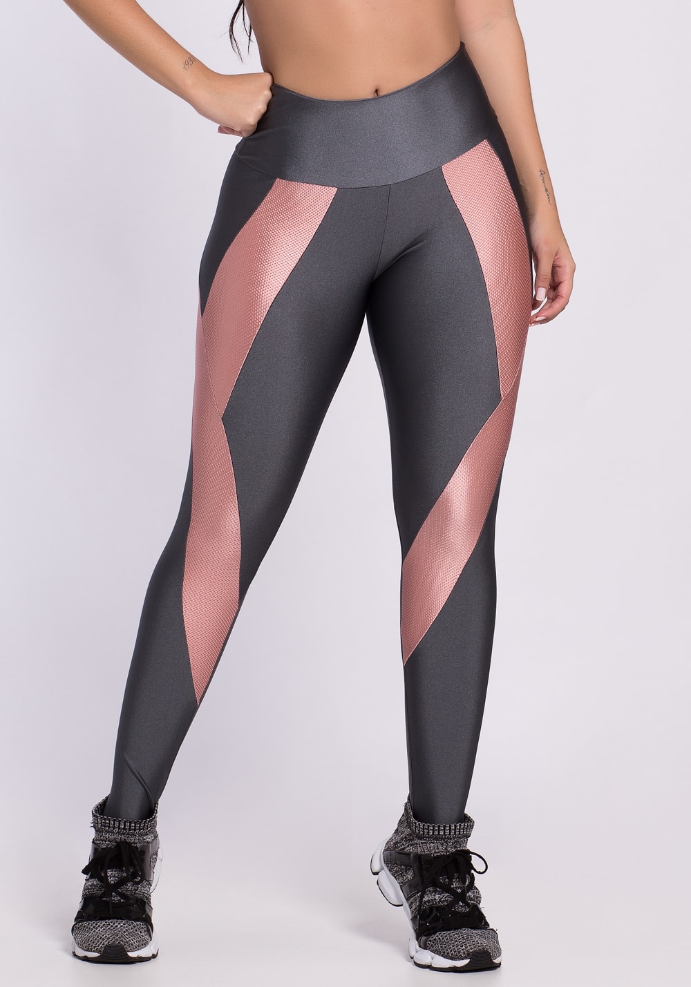 legging cinza com rosa