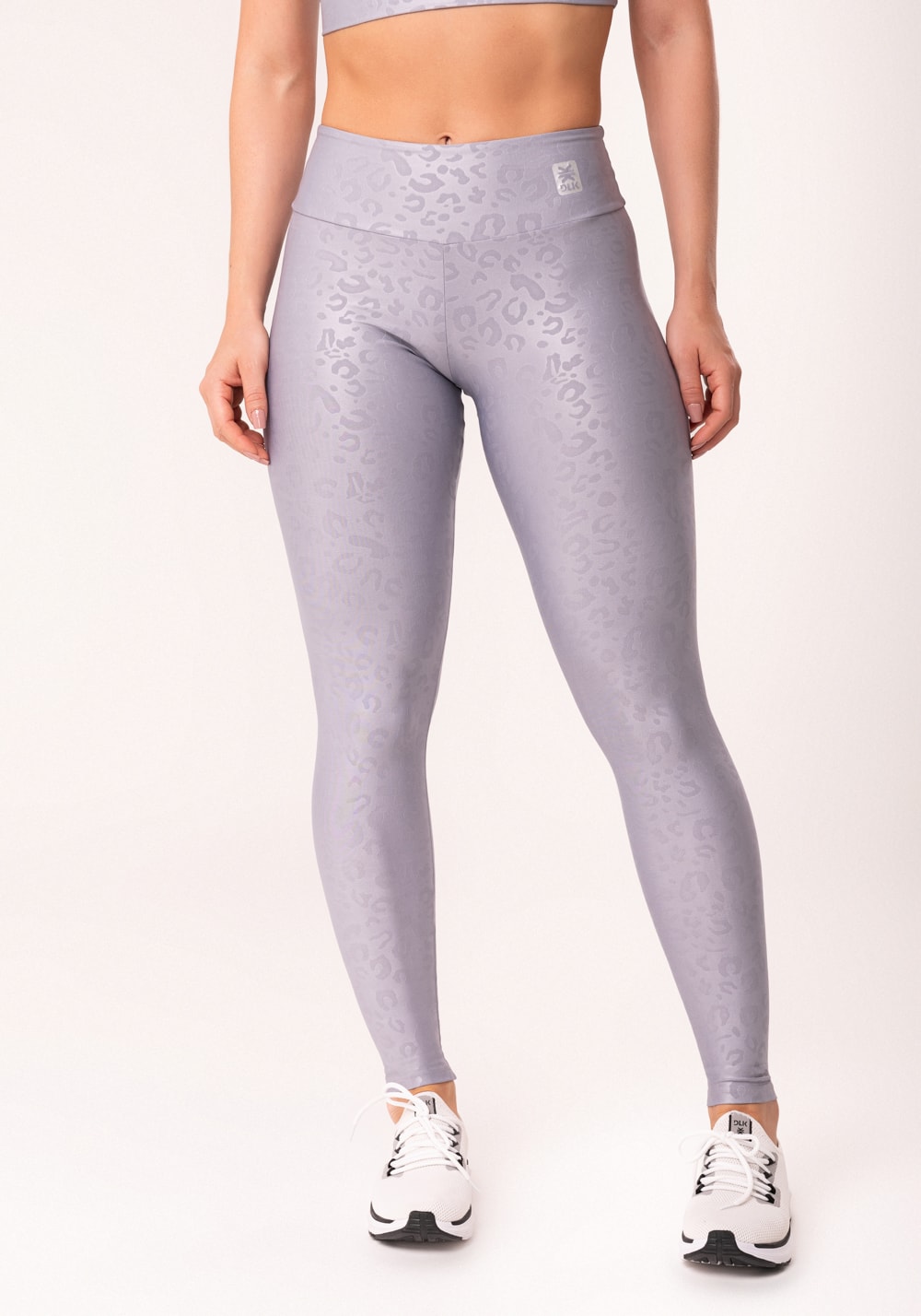 Calça legging shine cinza texturizada onça dlk - Main Image