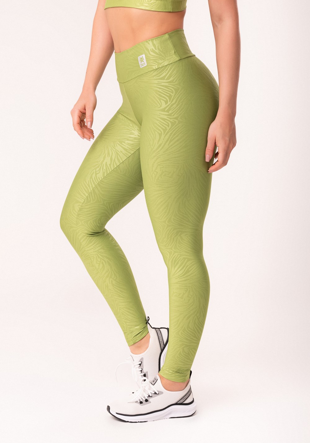 Calça legging shine verde texturizada