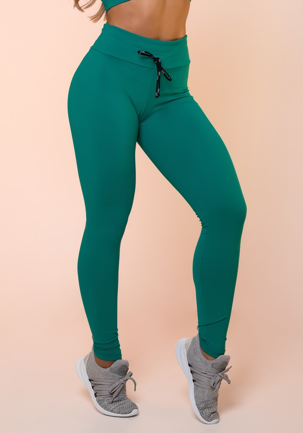 Calça legging verde com cadarço básica