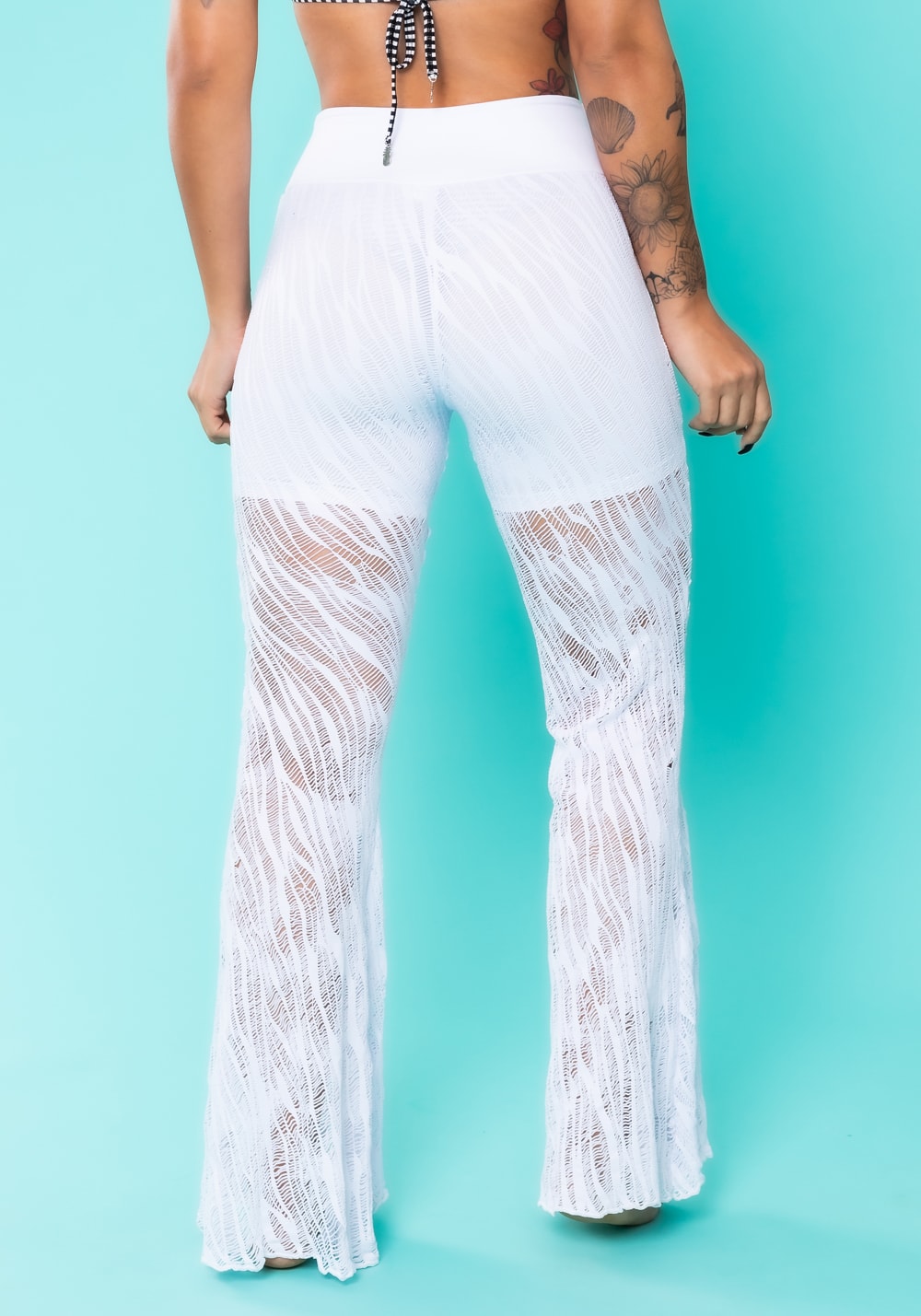 calça saida de praia branca