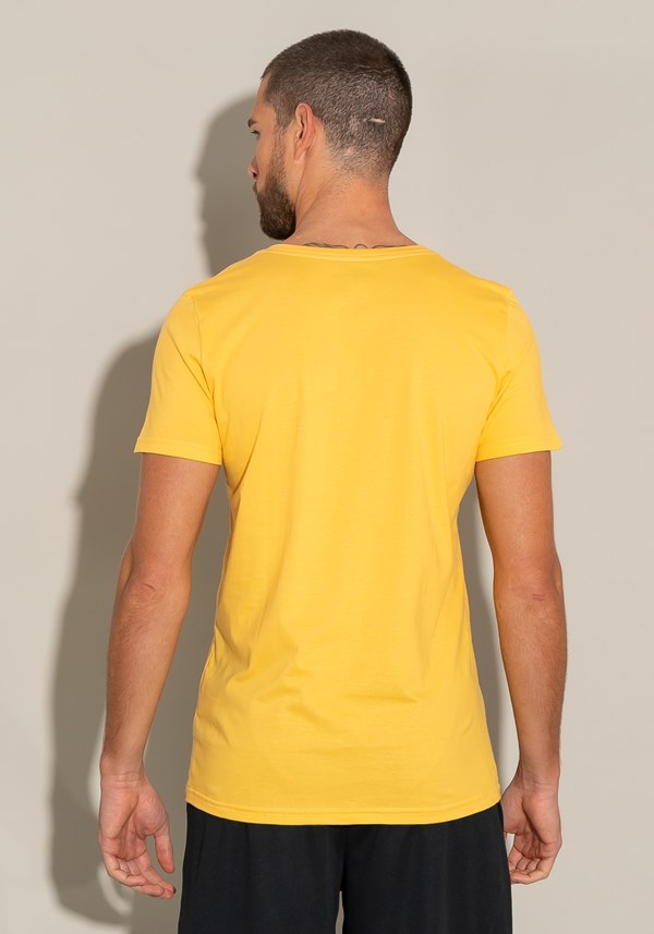 Camiseta algodão manga curta for men slim amarelo escuro