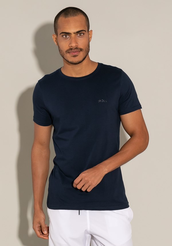 Camiseta algodão manga curta for men slim azul marinho