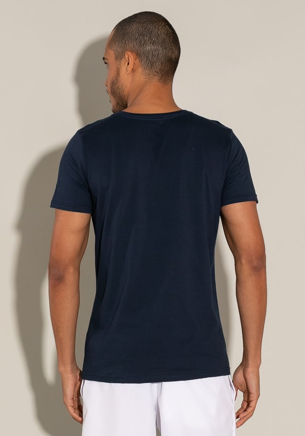 Camiseta algodão manga curta for men slim azul marinho