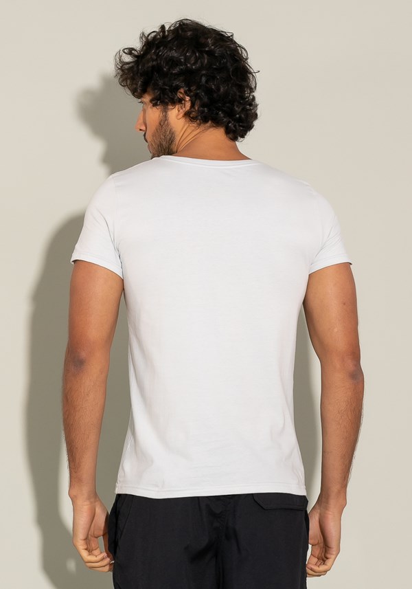 Camiseta algodão manga curta for men slim cinza claro