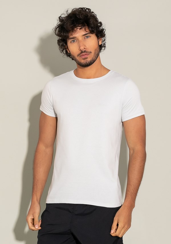 Camiseta algodão manga curta for men slim cinza claro