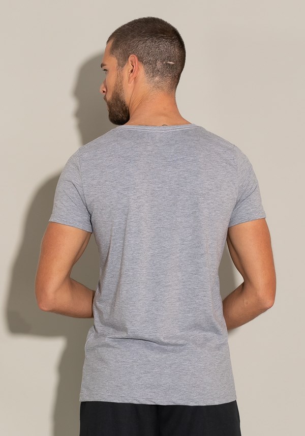 Camiseta algodão manga curta for men slim mescla claro
