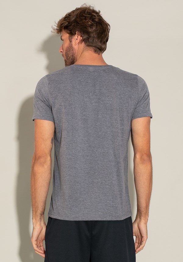 Camiseta algodão manga curta for men slim mescla escuro