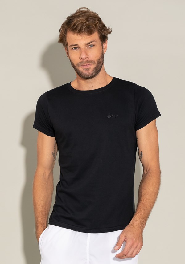 Camiseta algodão manga curta for men slim preto