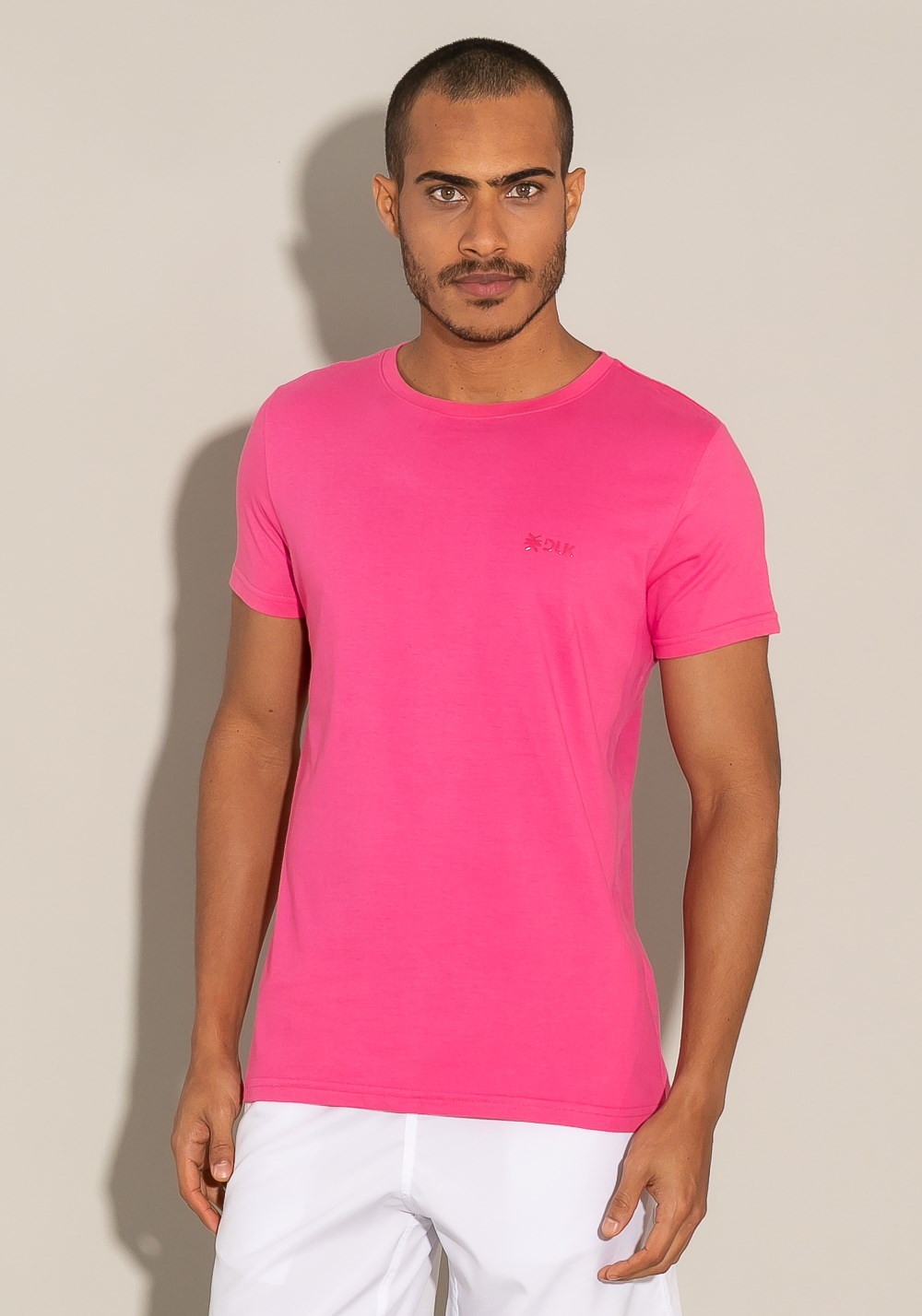 Camiseta algodão manga curta for men slim rosa