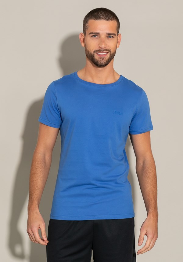 Camiseta algodão manga curta for men super slim azul