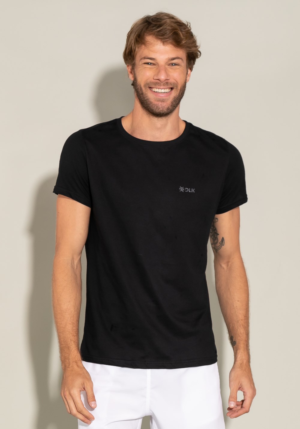 Camiseta algodão manga curta for men super slim preto